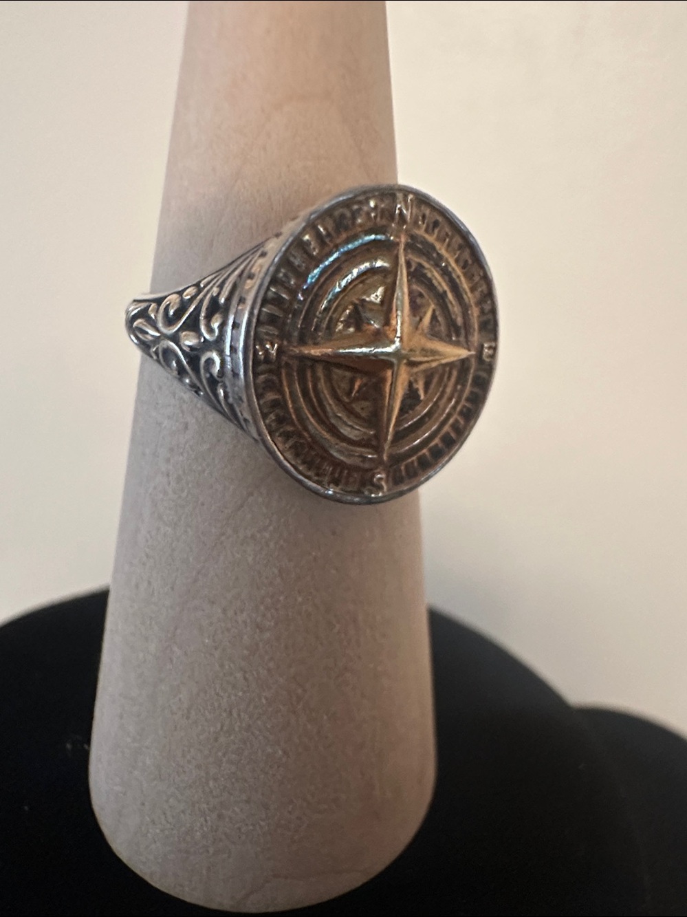Samuel B. Gold Compass Medallion Signet Ring